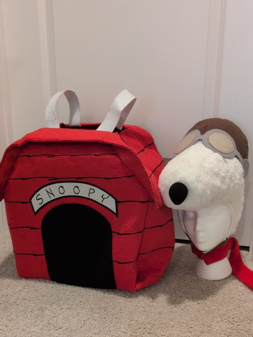 3t Peanuts Snoopy Red Plush Doghouse Backpack with Aviator Hat